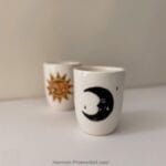 ماگ سرامیکی دست ساز | بوهو | ماه | خورشید | بدون دسته