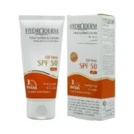 کرم ضد آفتاب فاقد چربی هیدرودرم | SPF 50 | مناسب پوست های چرب و جوشدار | حجم 50 میلی لیتر | بژ متوسط