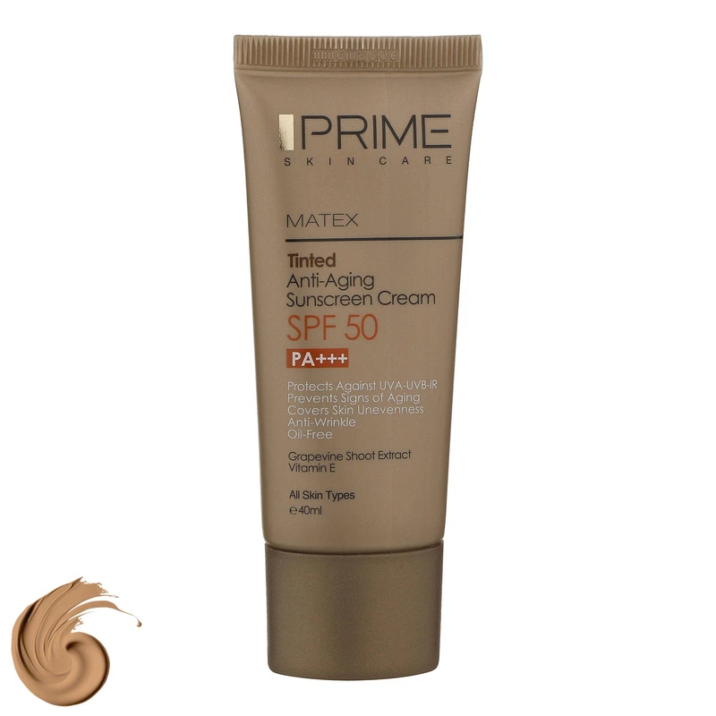 کرم ضد آفتاب جوان کننده پرایم | مدل Matex Tinted SPF 50 | حجم 40 میلی لیتر - بژ