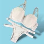 ست لباس زیر | ابری دکلته | مروارید دار | سفید