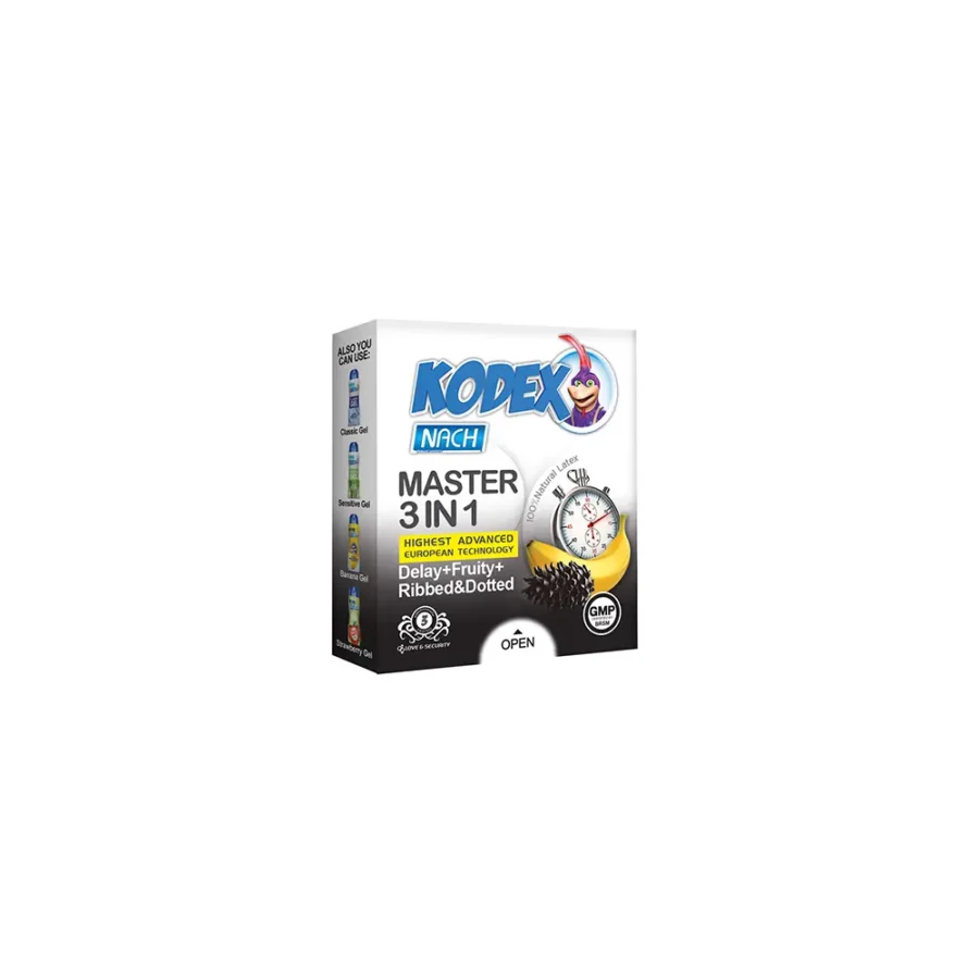 کاندوم تاخیری کدکس | مدل Master 3 In 1 | بسته 3 عددی | ساده