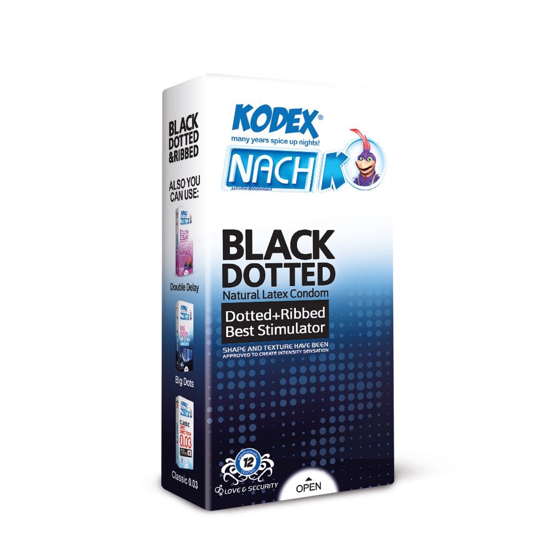 Black-Dotted.jpg کاندوم کدکس| مشکی فوق العاده نازک و خاردار | ۱۲ عددی - Image 1