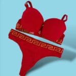 ست لباس زیر | اسفنجی کش پهن | مدل گوچی | قرمز