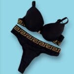 ست لباس زیر| اسفنجی | کش پهن | مدل گوچی | مشکی