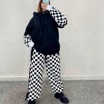 ست هودی وشلوارشطرنجی