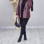 مانتو چرم آستردار