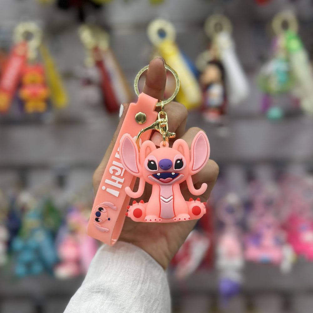 جاکلیدی-انجل-صورتی-خندان جاکلیدی سیلیکونی آنجل نشسته خندان - Image 1