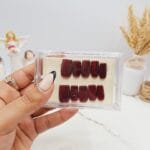 ناخن مصنوعی با مواد کاشت مدل زرشکی شاین دار (به همراه پک اختصاصی)