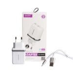 شارژر دیواری کلومن مدل KC-H605 به‌همراه کابل تبدیل MicroUSB سفید گارانتی 12 ماهه تکنوپاز