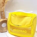 کیف آرایشی واشبگ بیضی رنگ زرد سایز بزرگ WASHBAG