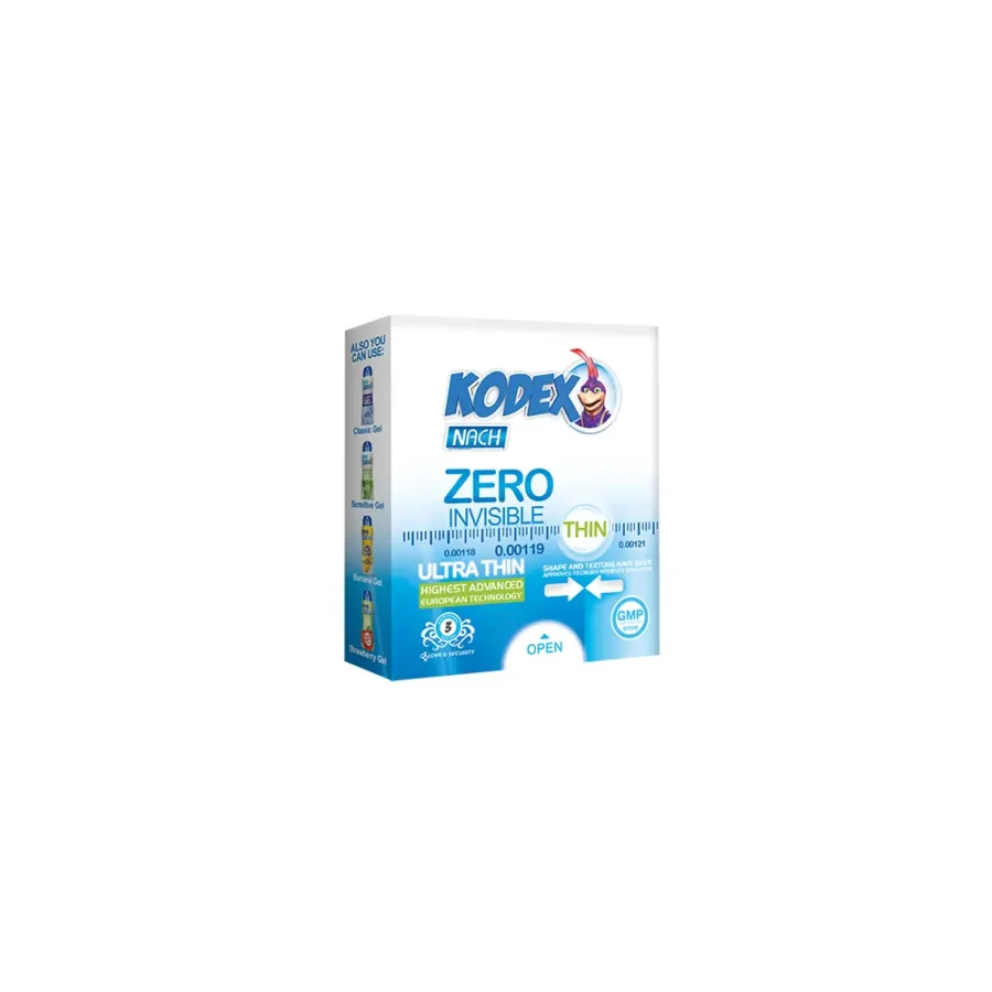 کاندوم کدکس مدل Zero Invisible بسته 3 عددی