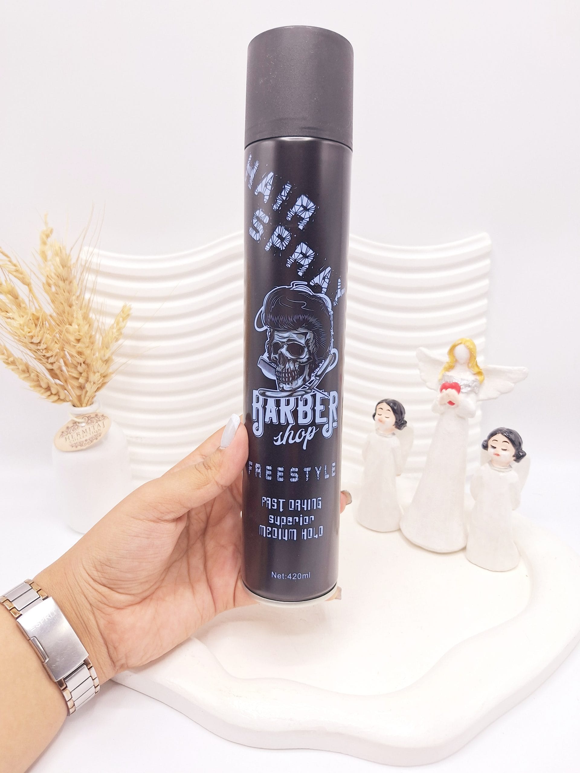 ۲۰۲۵۰۸۱۲_۱۱۲۵۵۹-Copy-scaled تافت مو مردانه HAIR SPRAY مدل BARBER اسکلت حجم 420 میل کد 7908 - Image 1