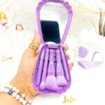 ست براش 5 تیکه باکس دار صدفی آینه دار بنفش