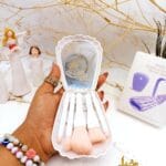 ست براش 5 تیکه باکس دار صدفی آینه دار سفید