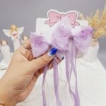 ست 2 تایی گیره مو پاپیونی همراه با آویز نواری و نگین دار