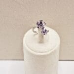 انگشتر جواهری طرح گل بنفش نگین دار فری سایز