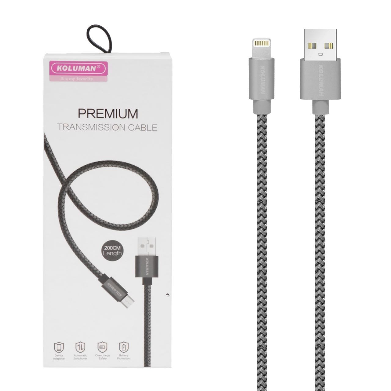 e04845bd-2f09-4c19-980d-8ec05b1c6de4 کابل تبدیل USB به لایتنینگ کلومن مدل DK - 19 مجموعه 4 عددی خاکستری - Image 1