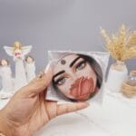 آینه گرد مدل دختر طرح رندم