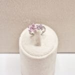 انگشتر جواهری طرح گل صورتی نگین دار فری سایز