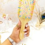 برس مو بامبو چوبی دندانه رنگی