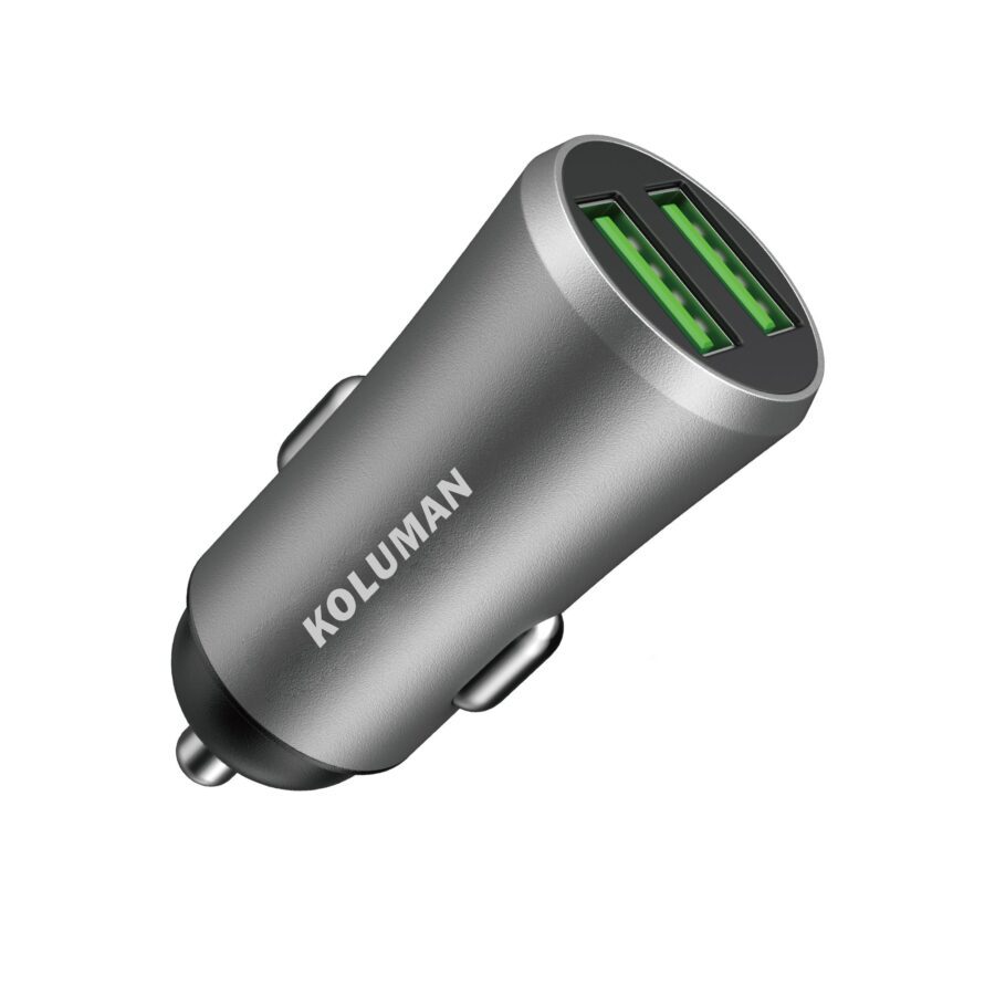 شارژر فندکی کلومن مدل KC - C04 به همراه کابل USB-C خاکستری گارانتی 12 ماهه تکنوپاز